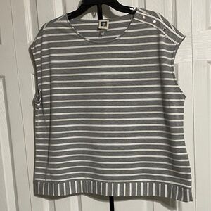 Anne Klein cotton knit sleeveless tee shirt top size LARGE